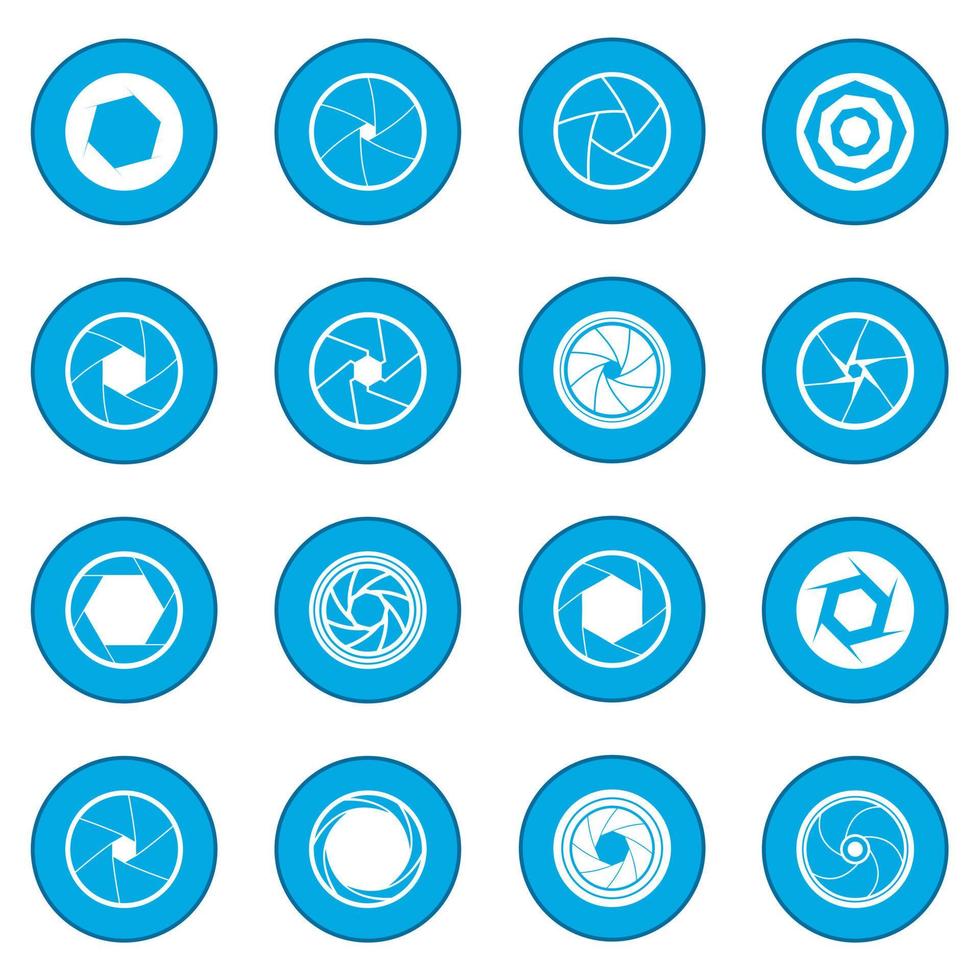 Camera shutter icon blue vector