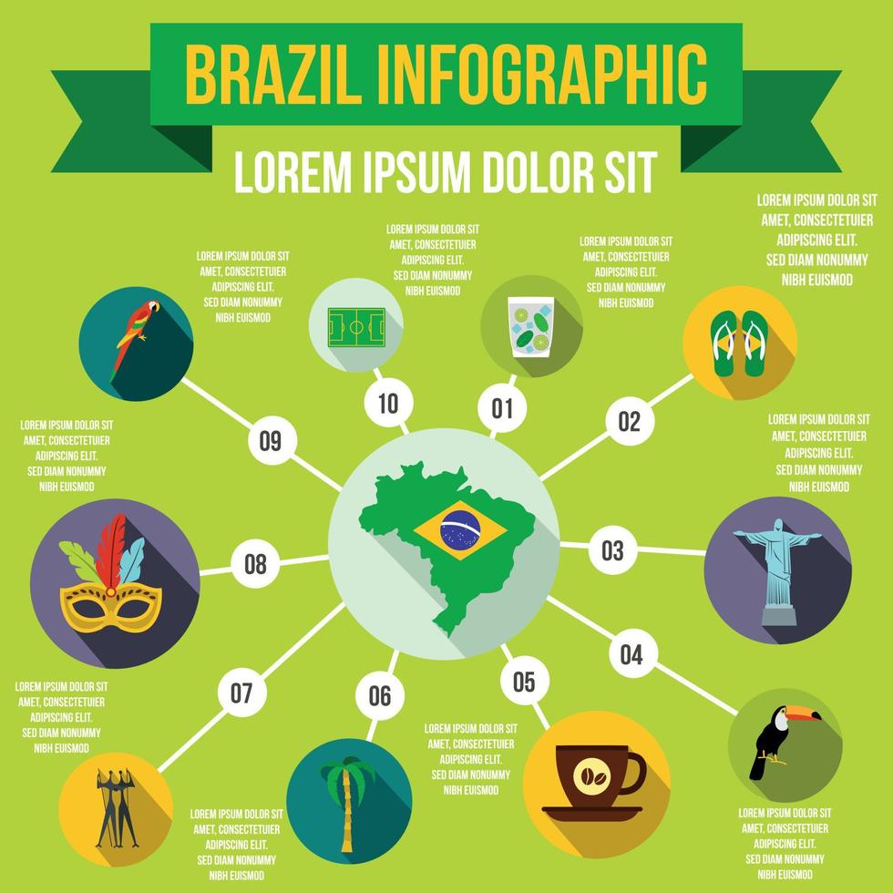 elementos infográficos de brasil, estilo plano vector