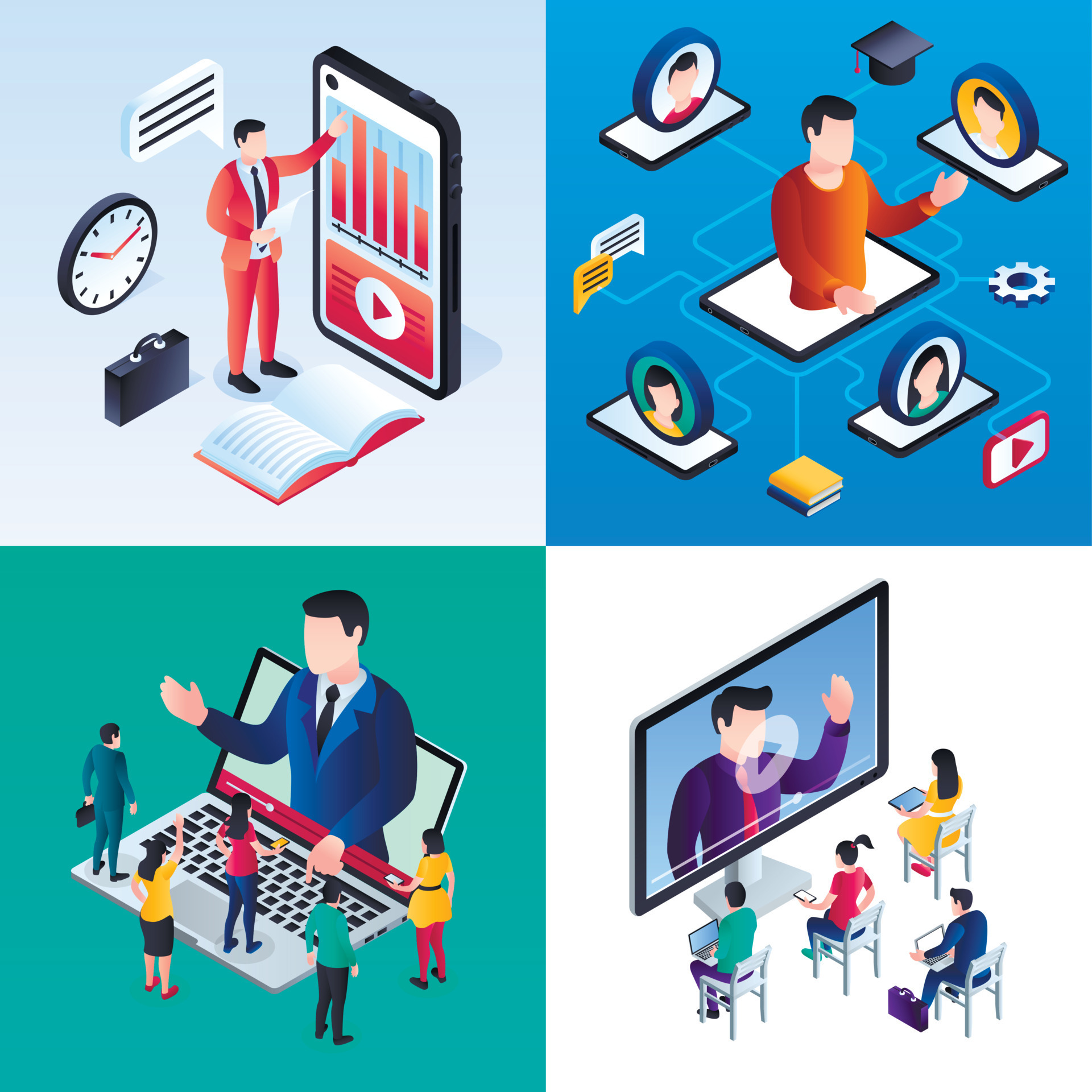 Webinar banner set, isometric style 8939547 Vector Art at Vecteezy