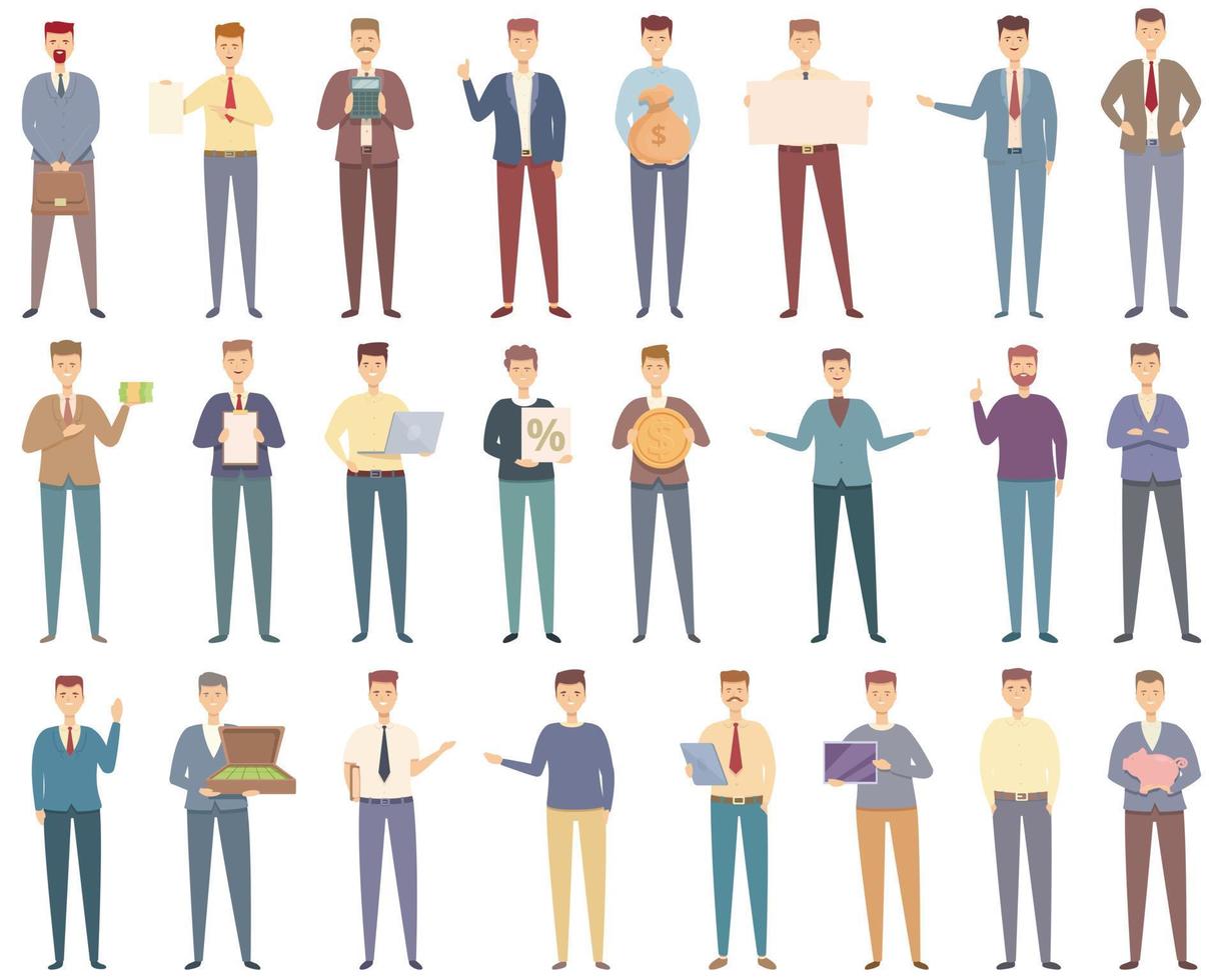 Lender icons set cartoon vector. Money borrow vector
