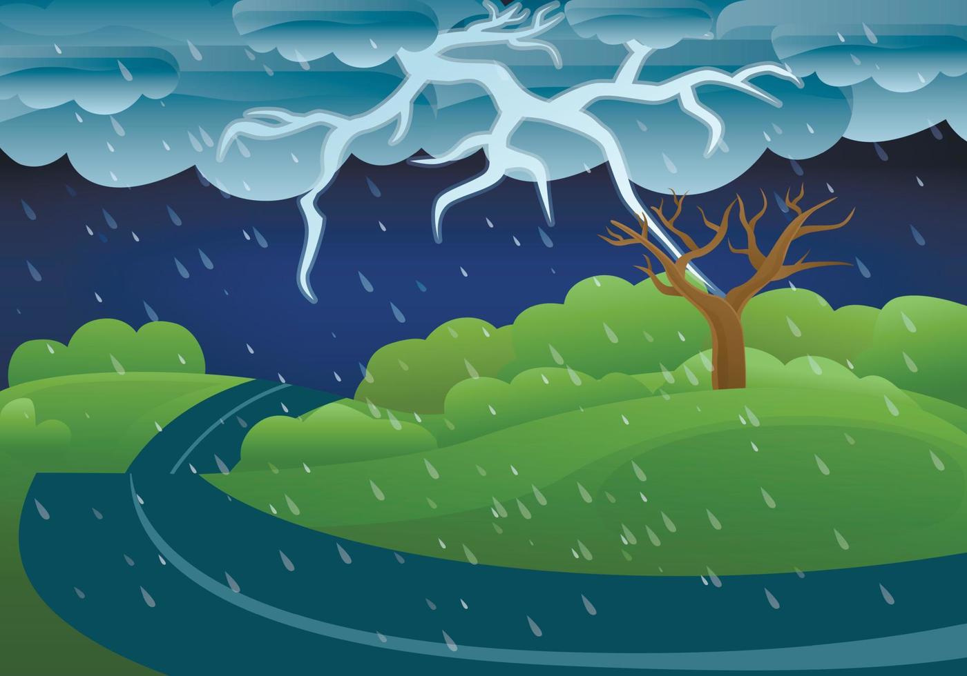 Thunderstorm storm concept banner, cartoon style vector