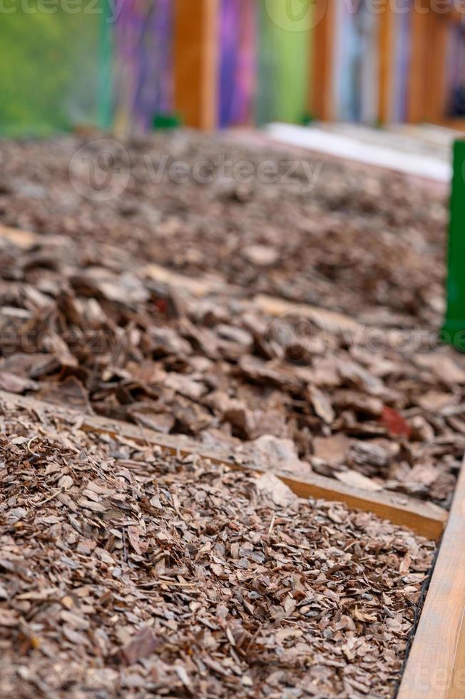 Mulch for decorating a private plot. photo