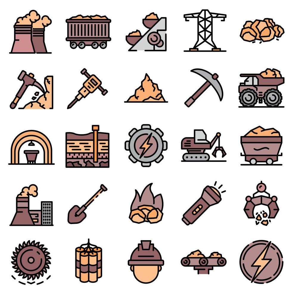 Coal industry icons vector flat