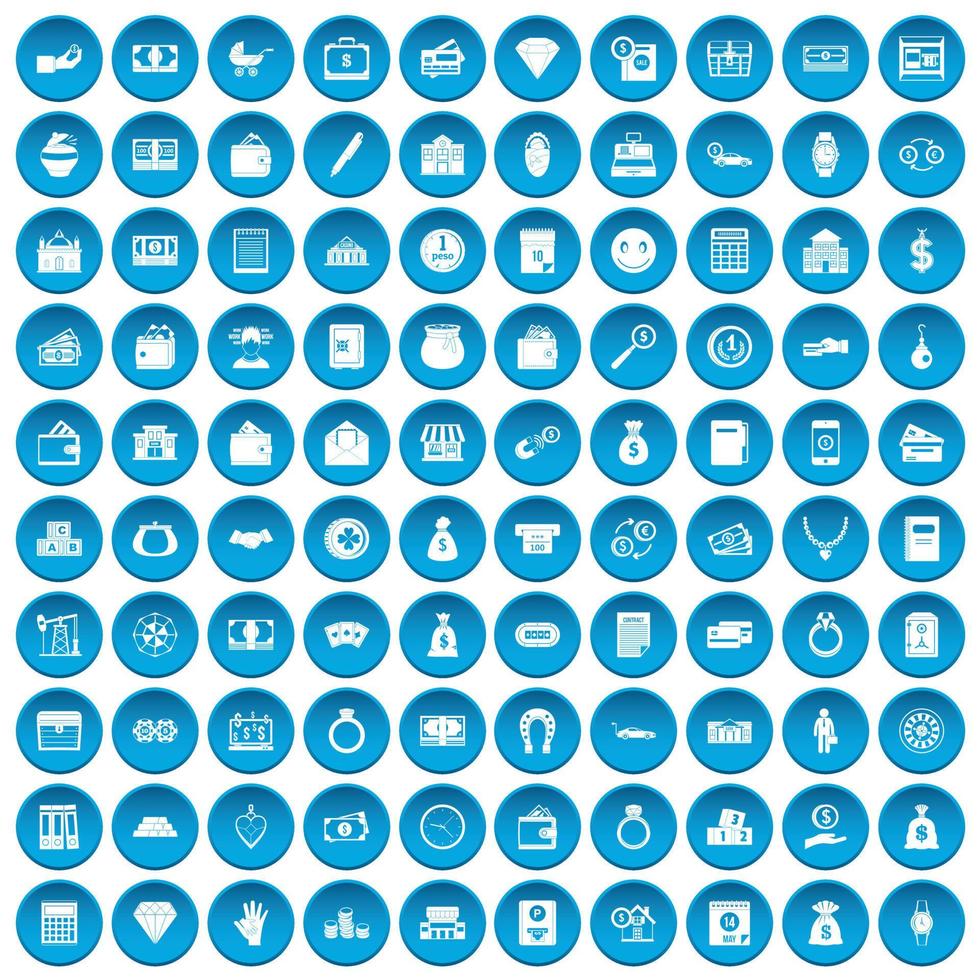 100 deposit icons set blue vector