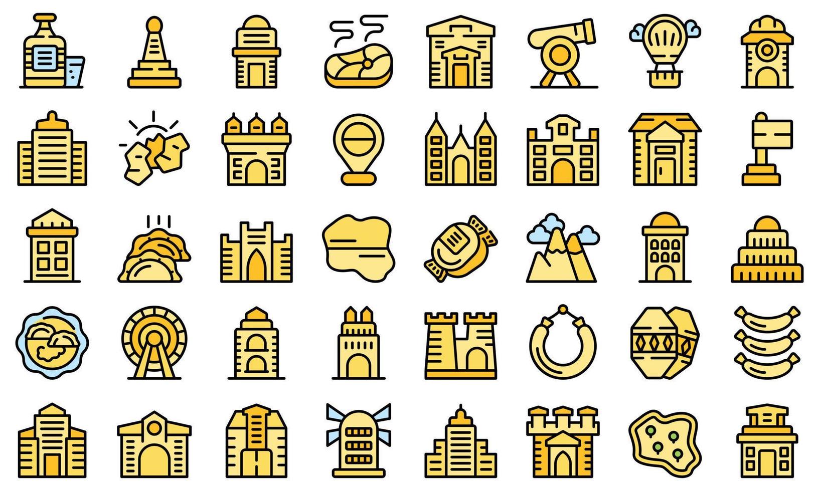 Krakow icons set vector flat