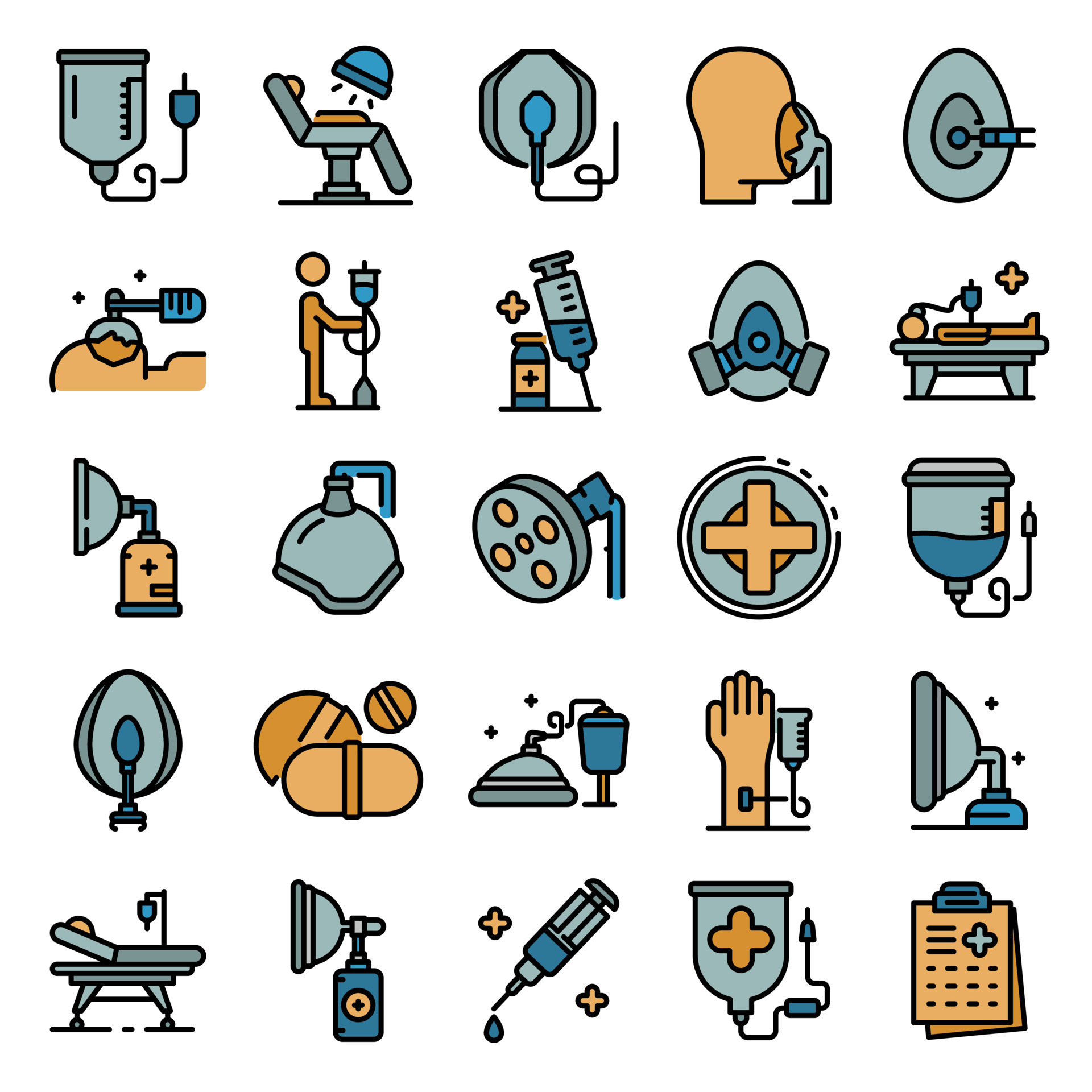 iconos de anestesia establecer vector plano 8940202 Vector en Vecteezy