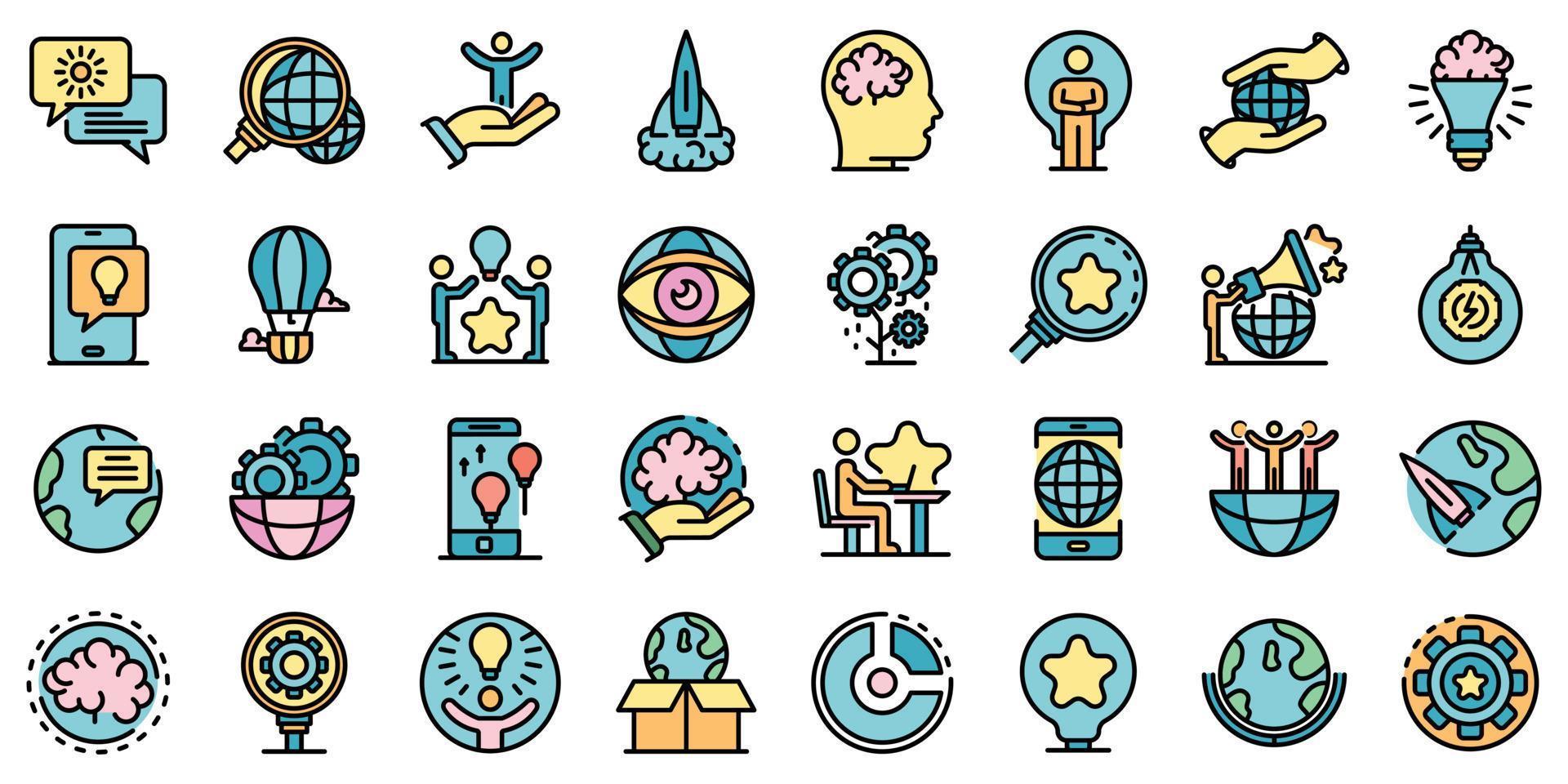 Innovation icons set vector flat