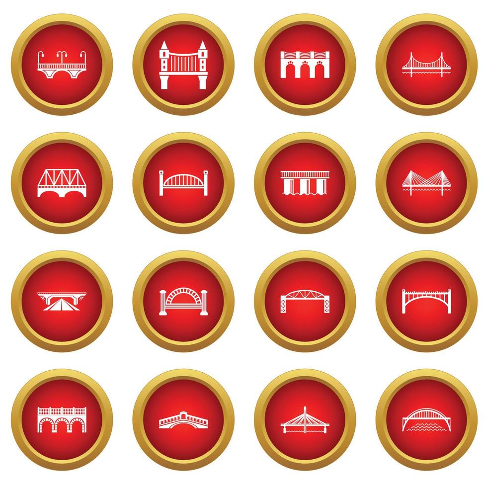 Bridge icons set, simple style vector