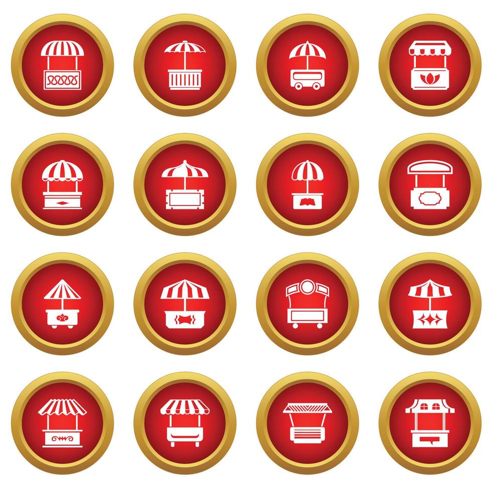 Street food kiosk icons set, simple style vector