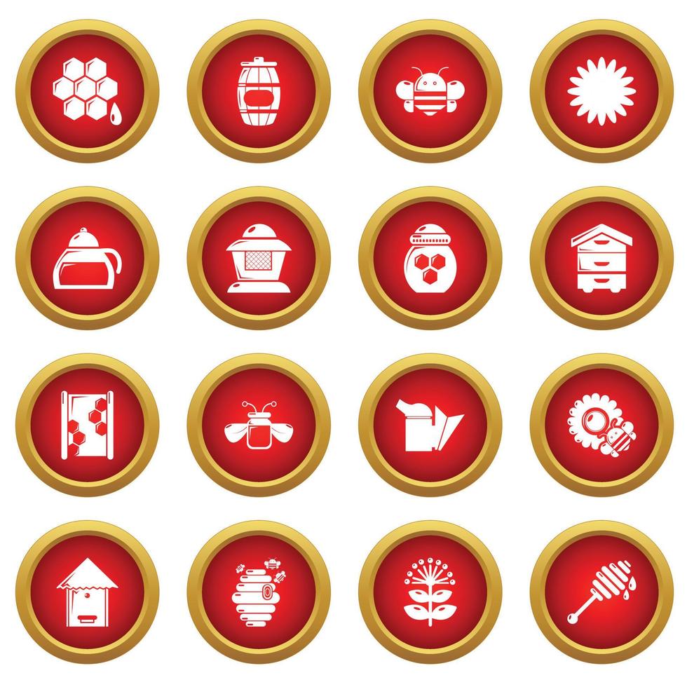 Apiary honey icons set, simple style vector