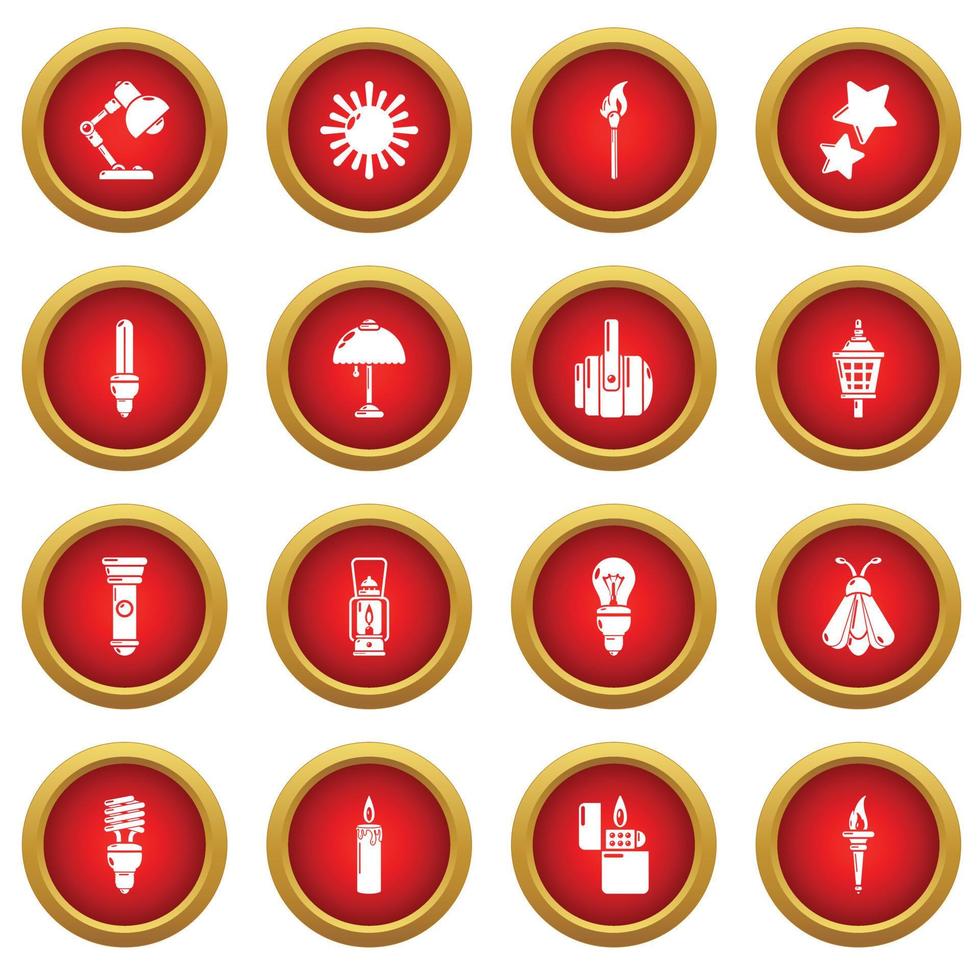 conjunto de iconos de fuente de luz, estilo simple vector