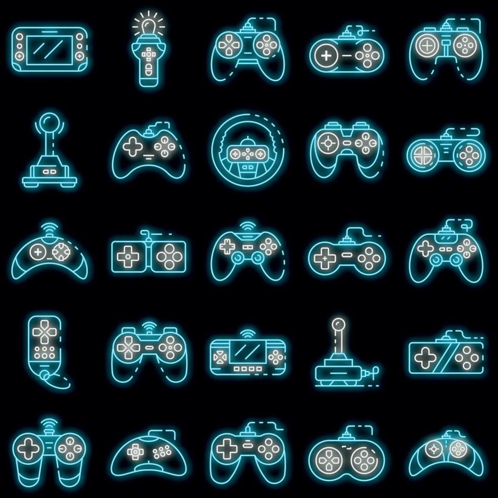 Joystick icons set vector neon