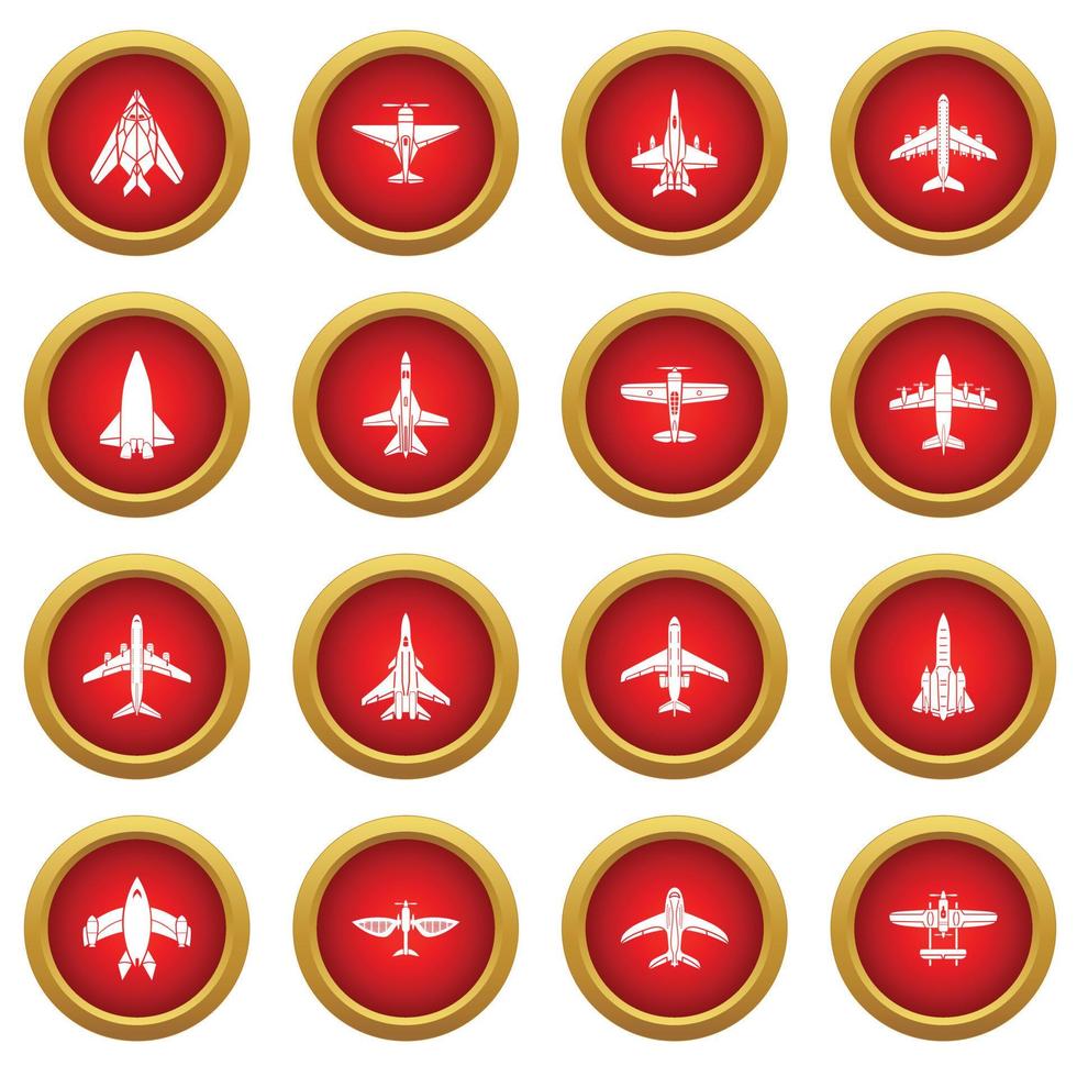 Airplane top view icons set, simple style vector