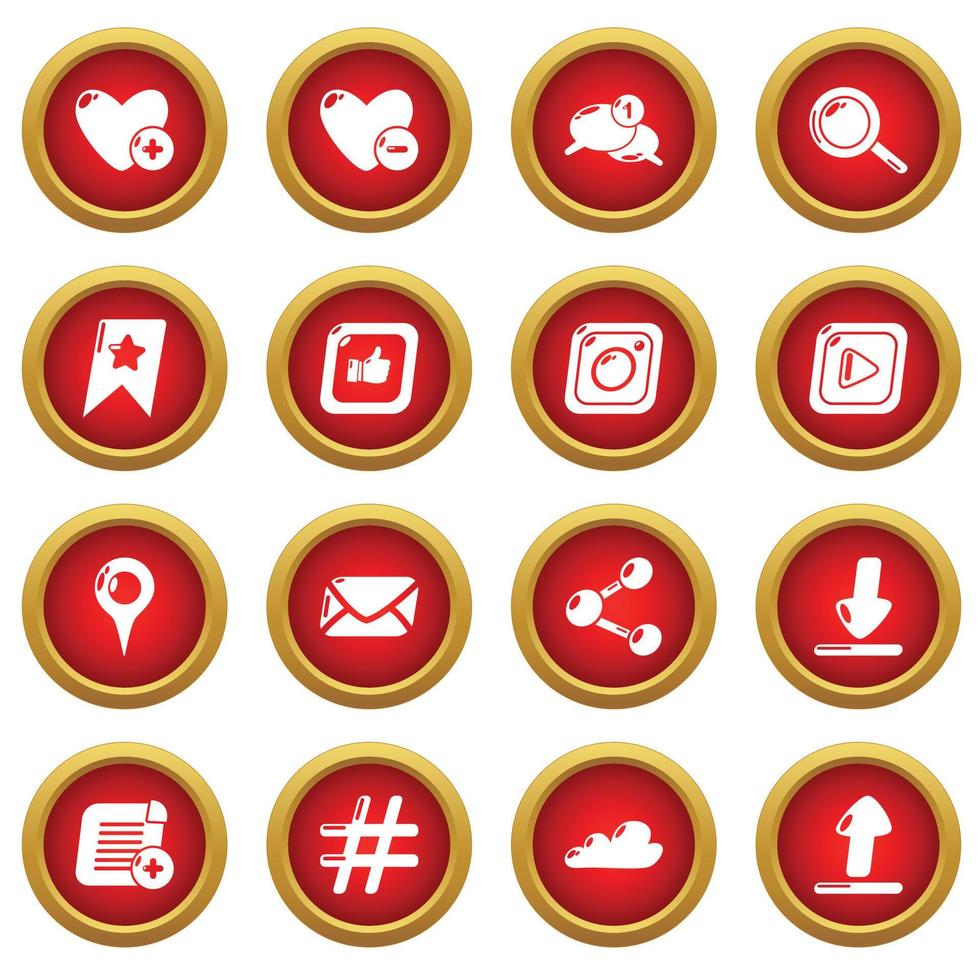 Social network icons set, simple style vector