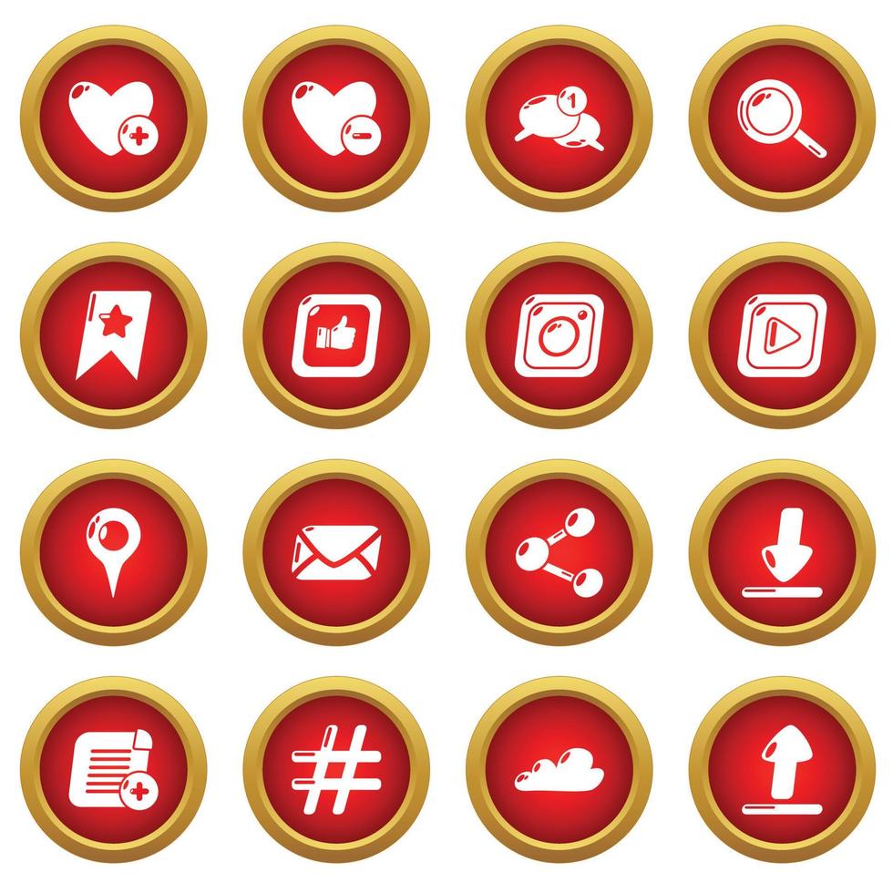 Social network icons set, simple style vector