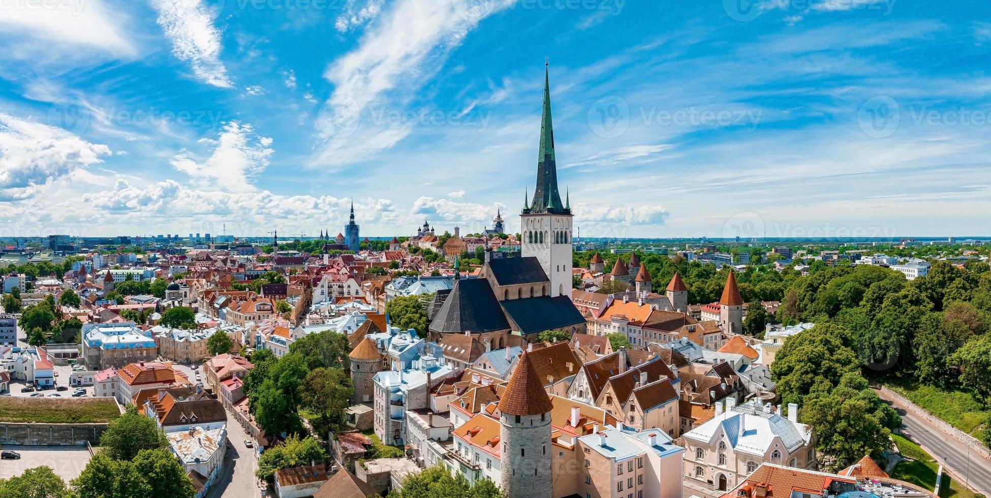 Beautiful aerial view of Tallinn old town. Medieval city in Northen Europe. photo