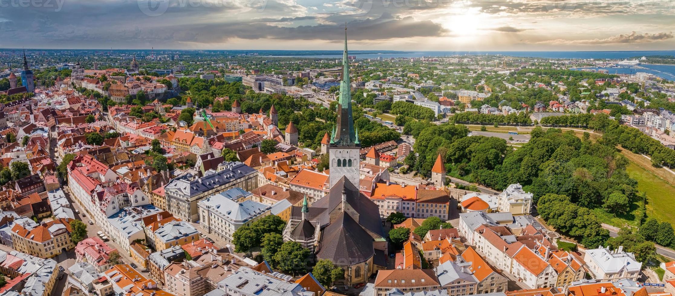 Beautiful panoramic view of Tallinn, the capital of Estonia with an old town in the middle of the city. photo