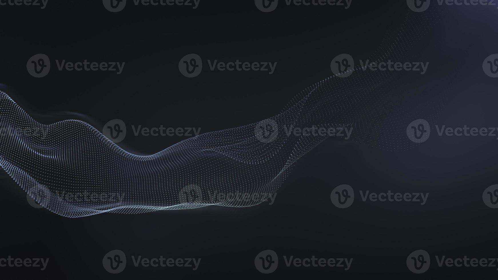 Tech black background Abstract wave of fluid particles. matrix connection concept business. photo