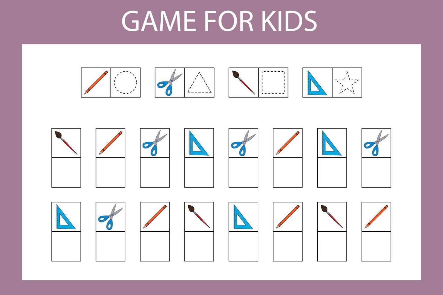 juego educativo para niños en edad preescolar. ilustración vectorial ingrese el carácter deseado en las celdas de acuerdo con la imagen. vector