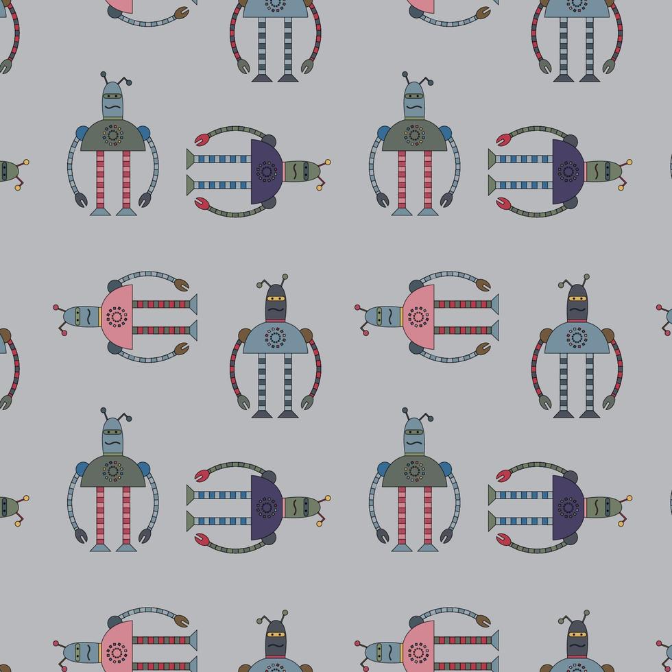 Robots  pattern. Children robo background. Color cute kids pattern. vector