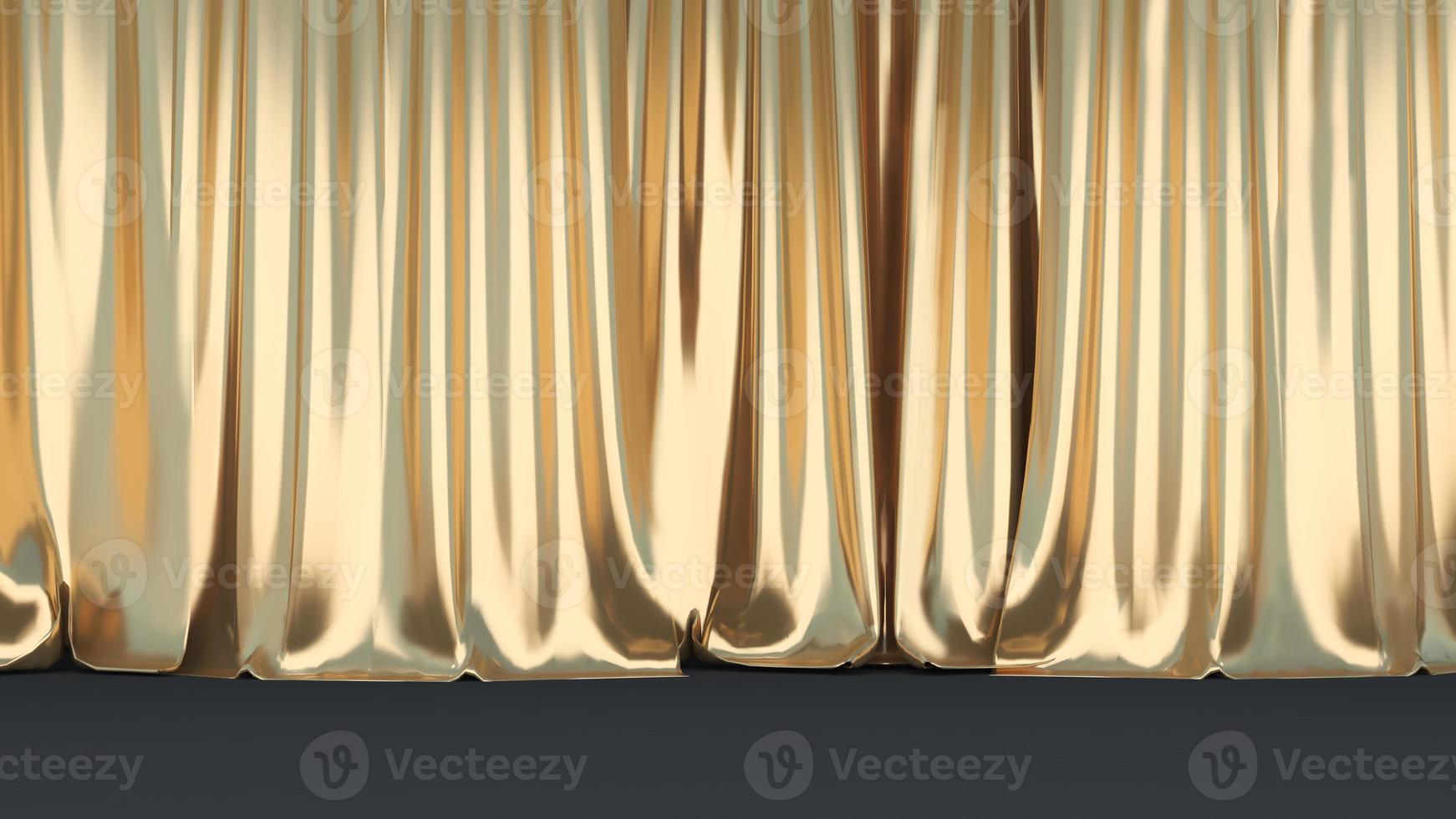 The gold curtains and the black floor,Close the curtains in a theater or cinema.,3d rendering photo