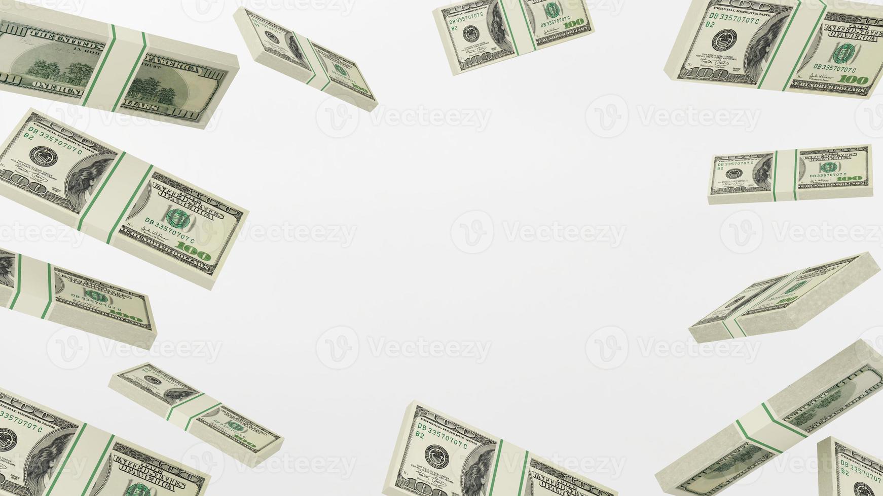 Image of US banknotes floating on a white background.,investment finance system,3d rendering photo