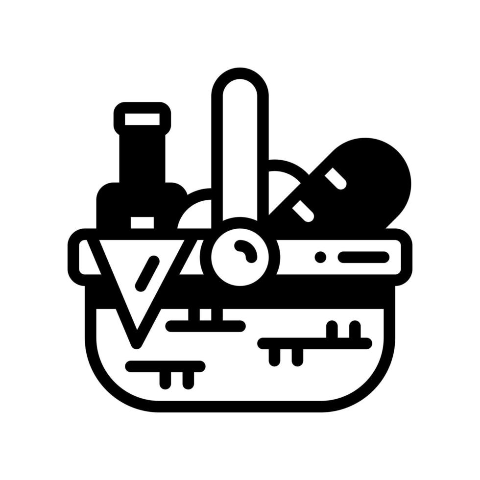 cesta de picnic icono de estilo sólido. ilustración vectorial para diseño gráfico, sitio web, aplicación vector