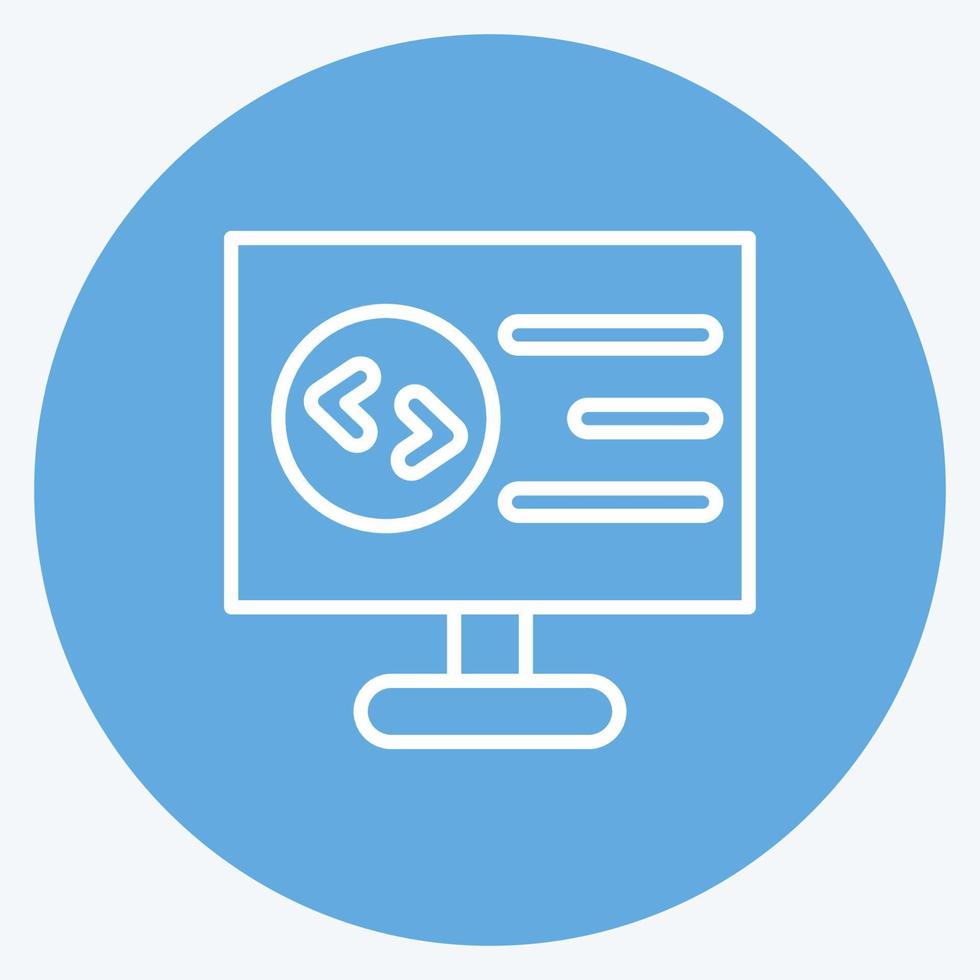 Icon Computer Programming. suitable for education symbol. blue eyes style. simple design editable. design template vector. simple illustration vector
