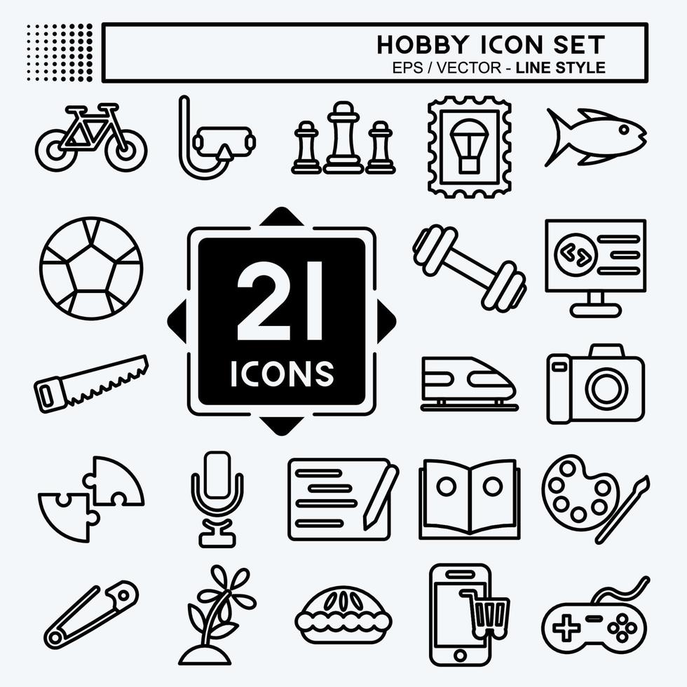 Icon Set Hobby. suitable for education symbol. line style. simple design editable. design template vector. simple illustration vector