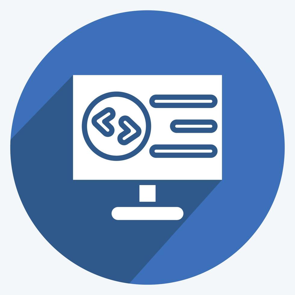 Icon Computer Programming. suitable for education symbol. long shadow style. simple design editable. design template vector. simple illustration vector