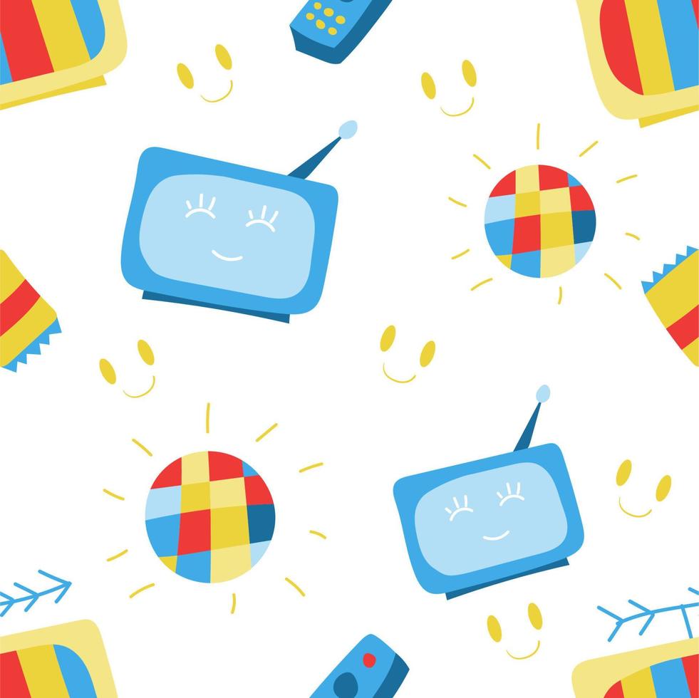 pattern seamlees hand drawn television vector