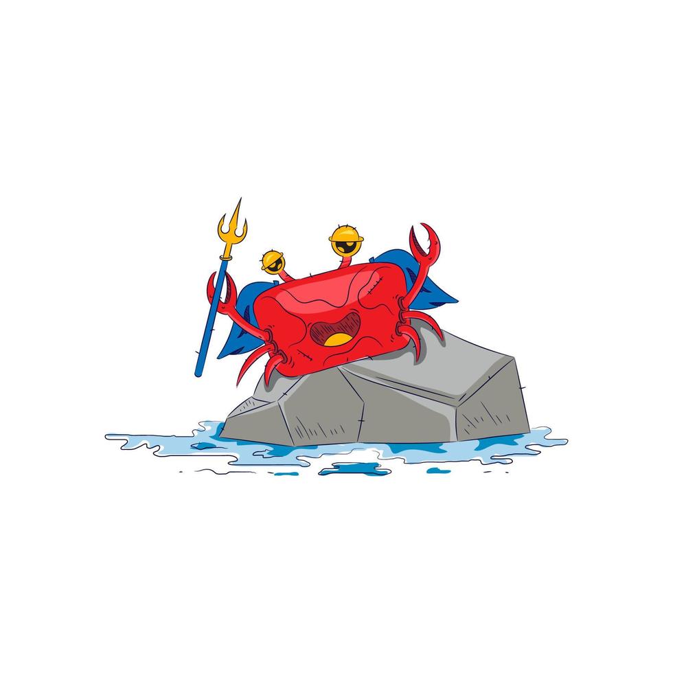 hand drawn crab cartoon illustration vector