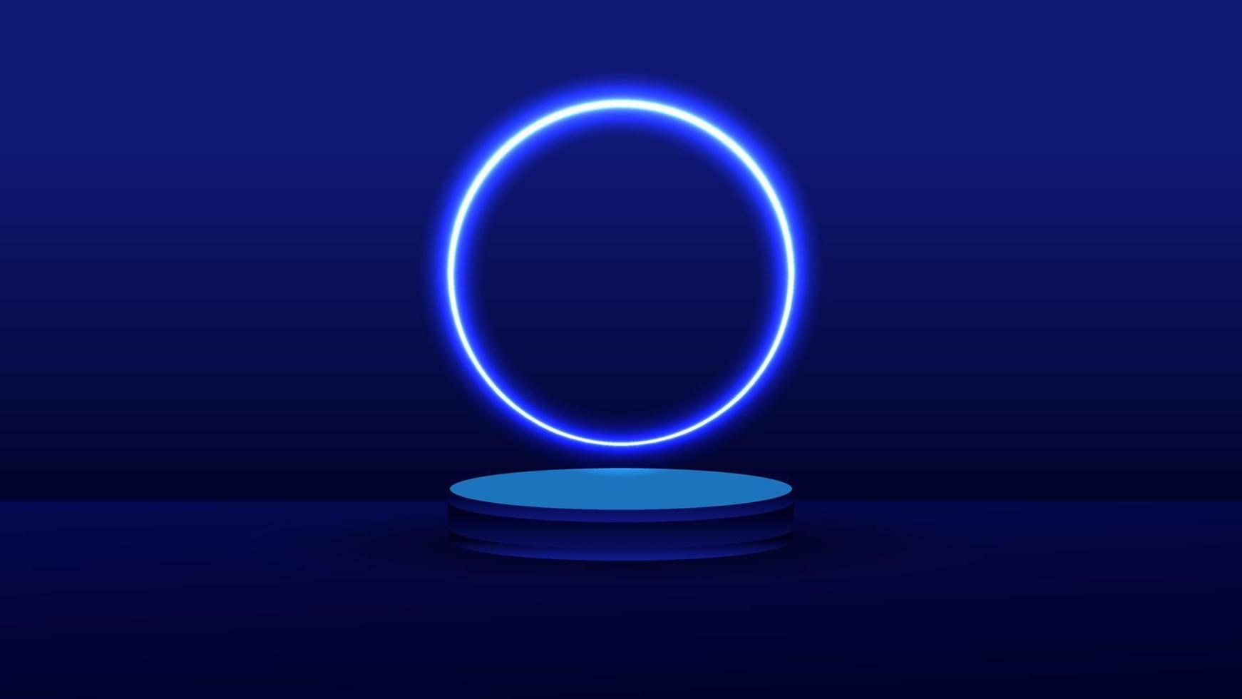 neon podium scene. 3d empty podium for product technology vector