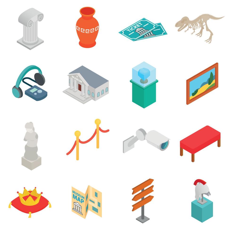 Museum icons set vector