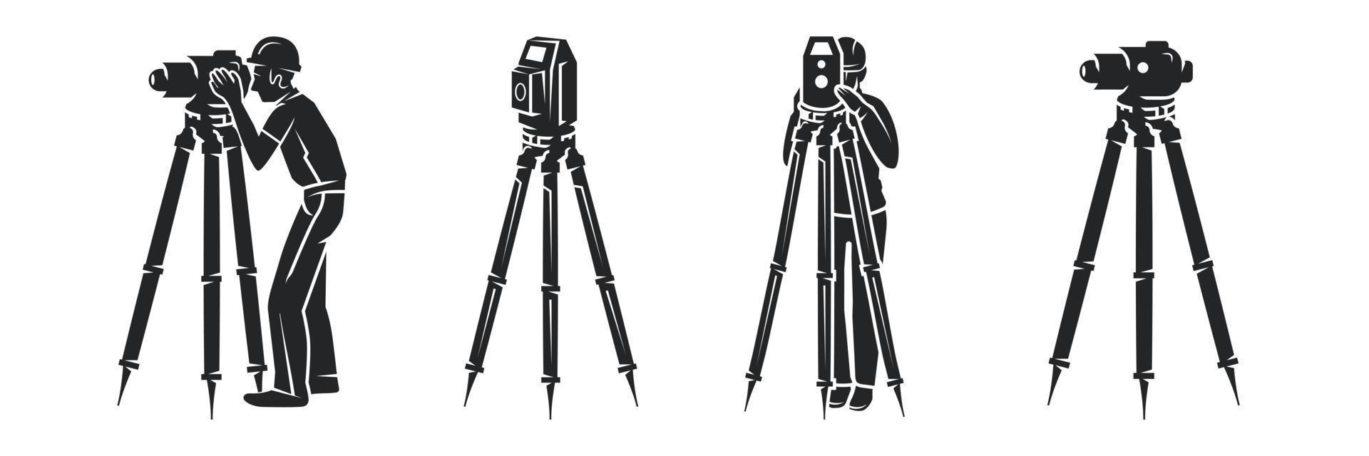 Surveyor icon set, simple style vector