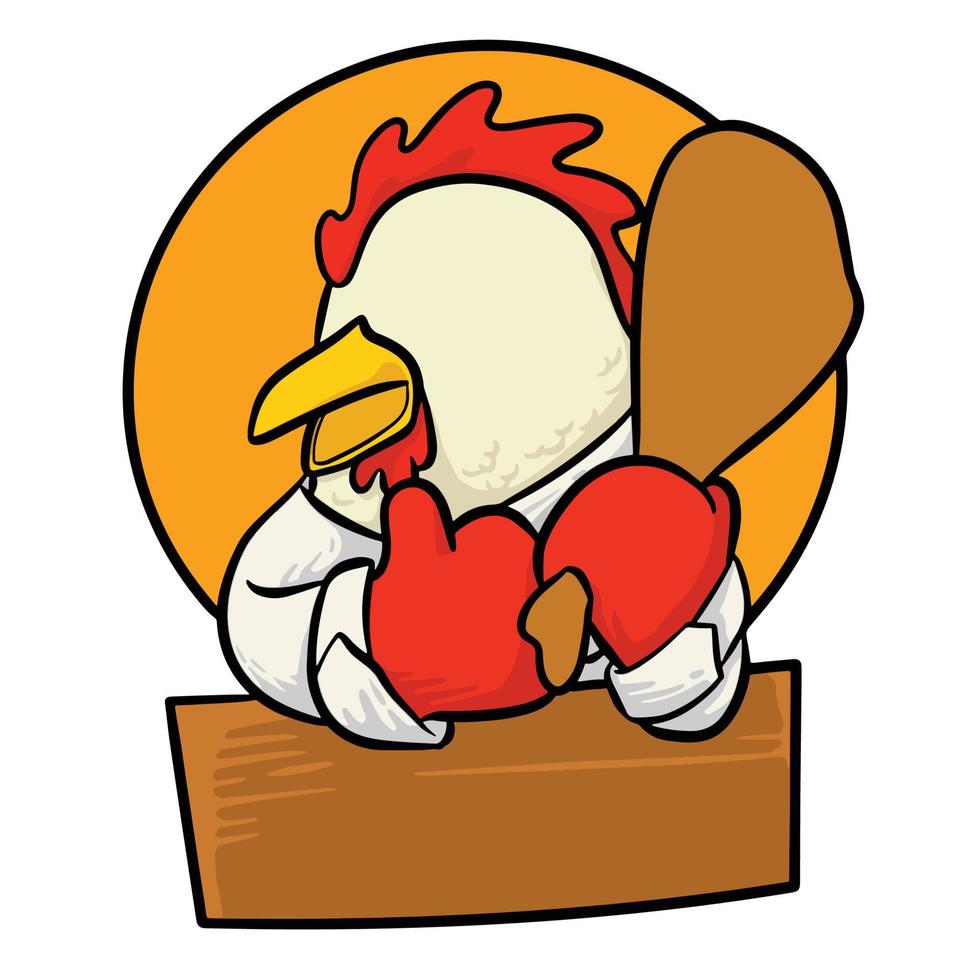 logotipo de ilustración de personaje de gallo vector