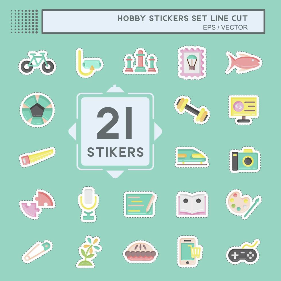 Sticker line cut Set Hobby. suitable for education symbol. simple design editable. design template vector. simple illustration vector