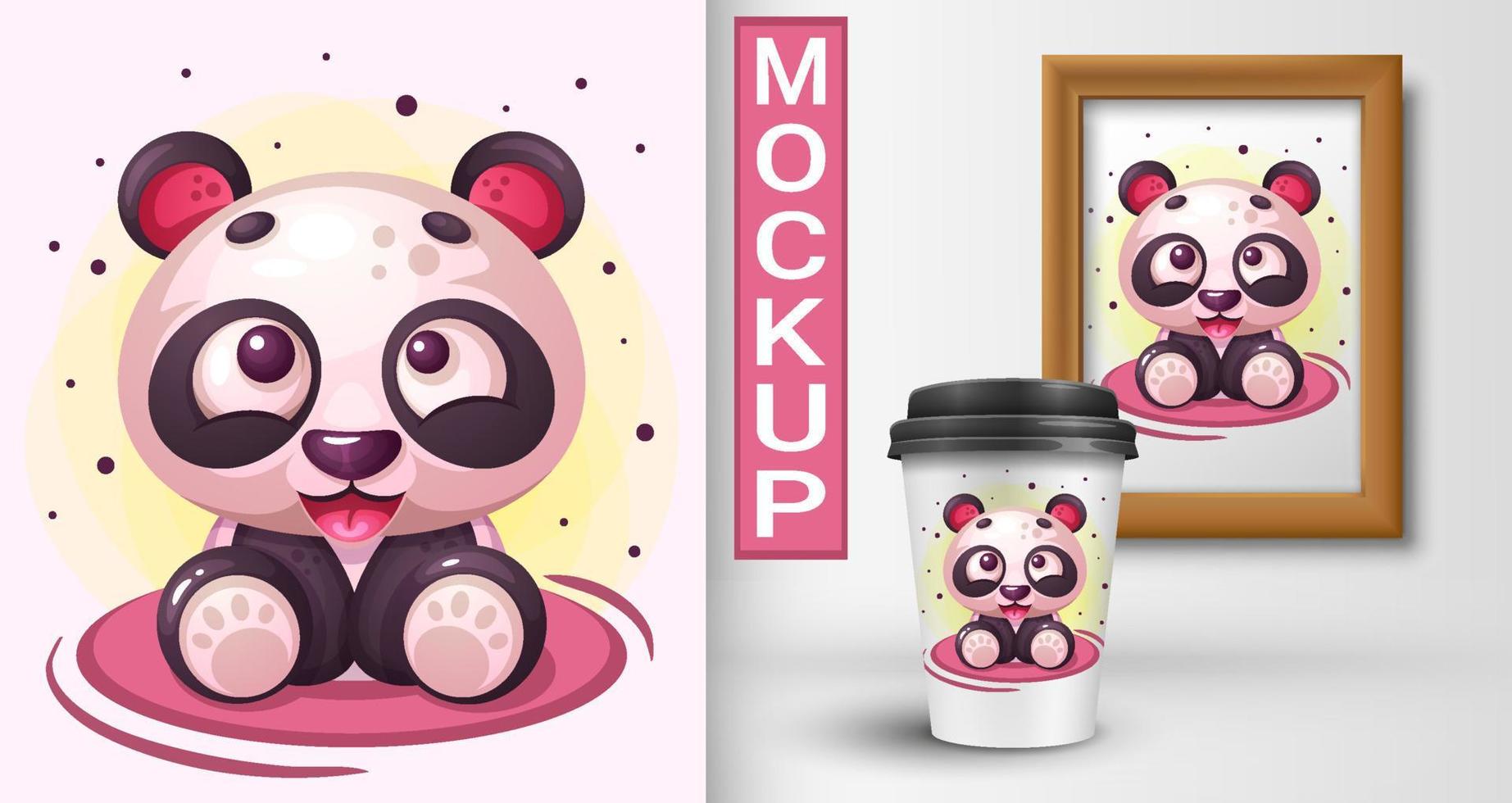 Cartoon happy panda. Illustration. vector