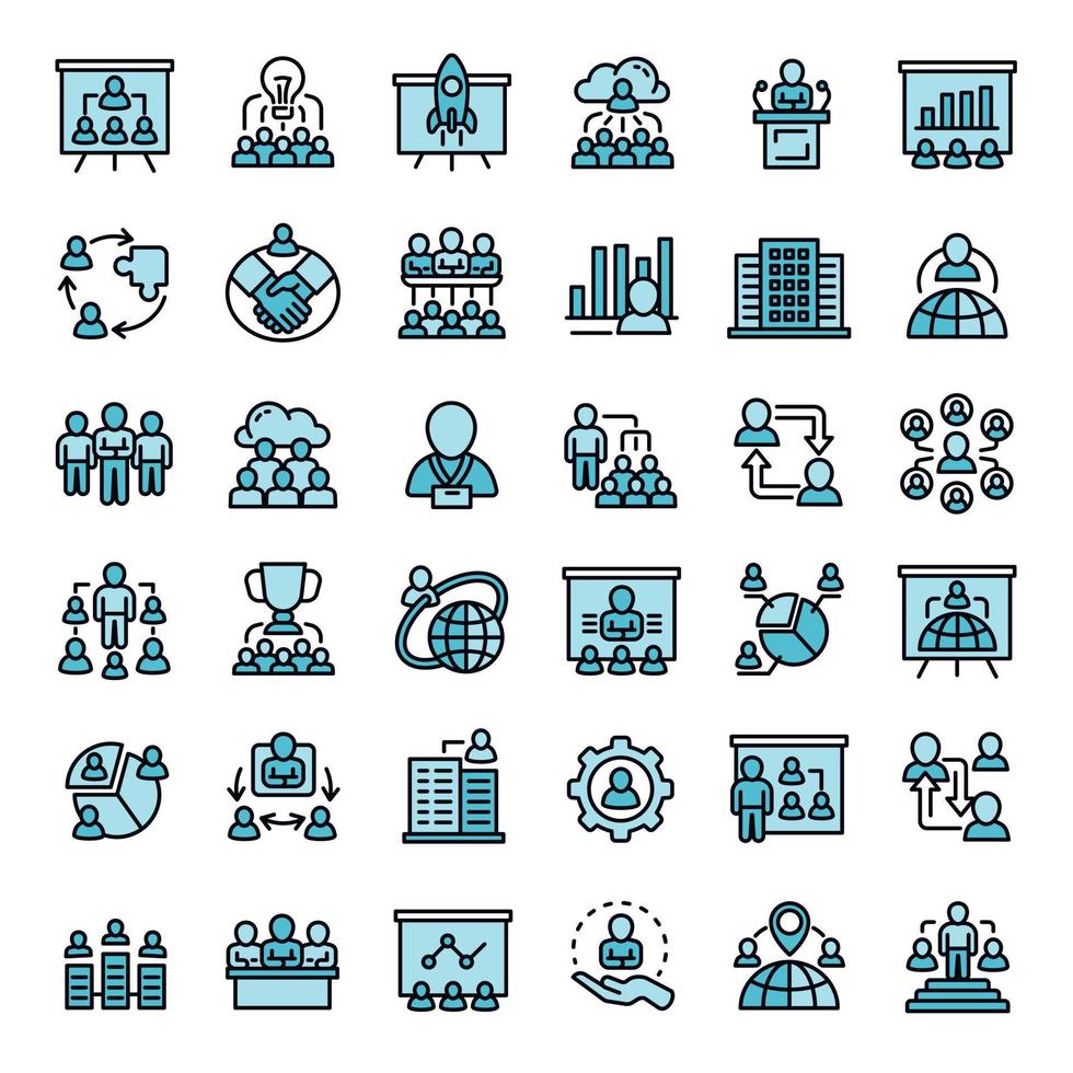 Corporate governance icons set outline vector. Chief office vector