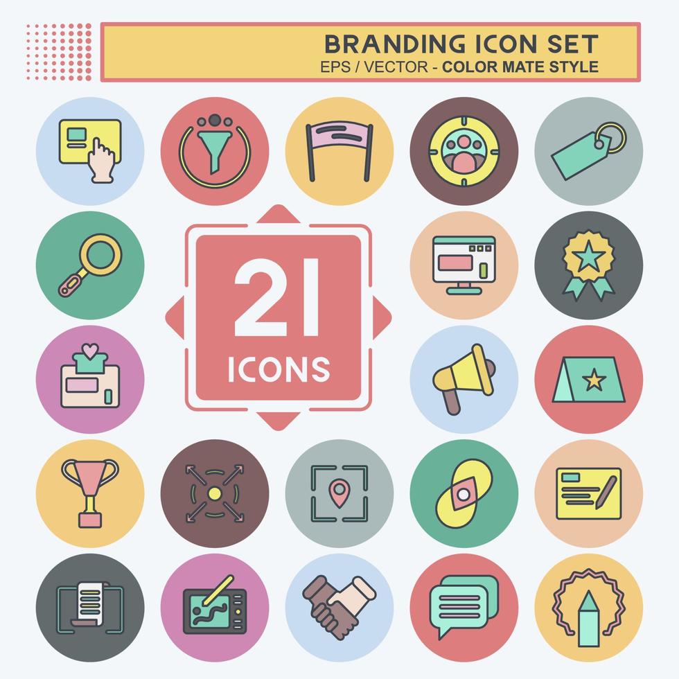 Icon Set Branding. suitable for Branding symbol. color mate style. simple design editable. design template vector. simple illustration vector