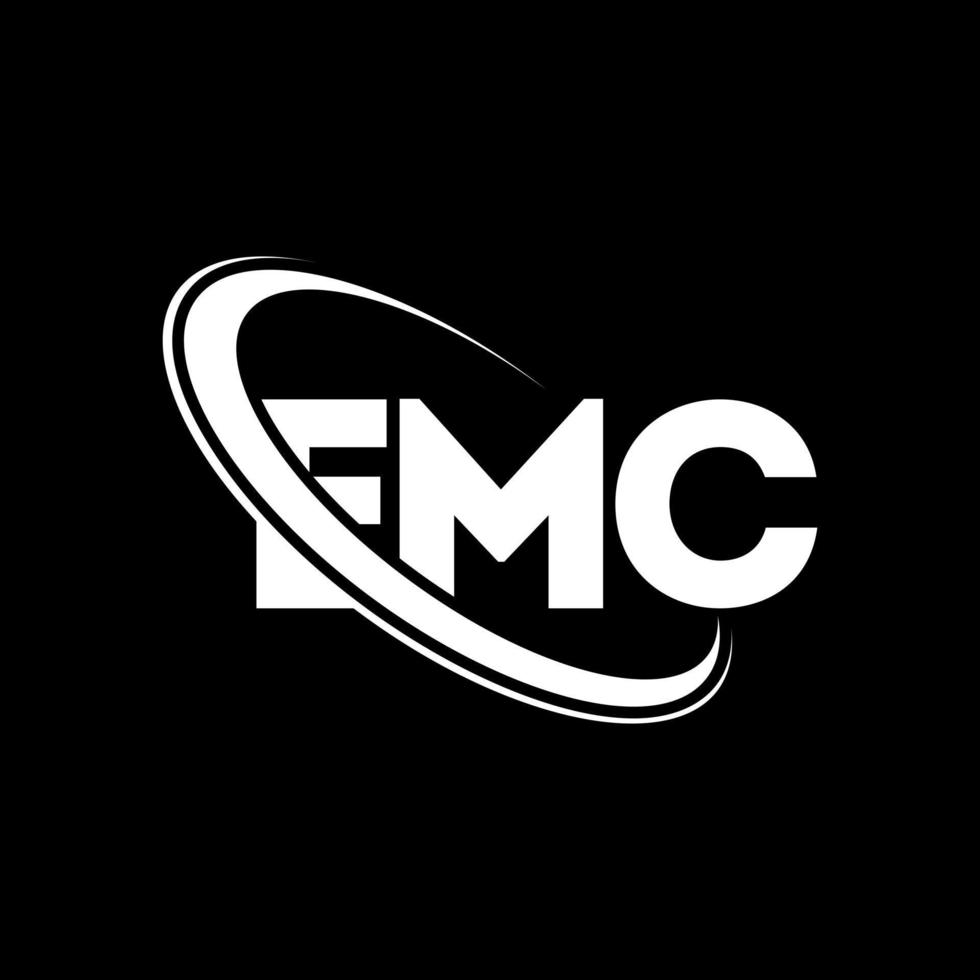 logotipo de EMC. carta emc. diseño de logotipo de letra emc. logotipo de emc de iniciales vinculado con círculo y logotipo de monograma en mayúsculas. tipografía emc para tecnología, negocios y marca inmobiliaria. vector