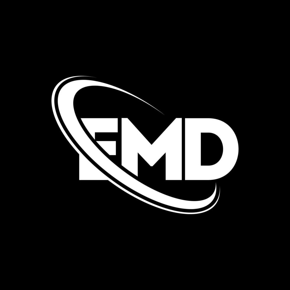 logotipo de emd. carta emd. diseño de logotipo de letra emd. logotipo de iniciales emd vinculado con círculo y logotipo de monograma en mayúsculas. tipografía emd para tecnología, negocios y marca inmobiliaria. vector