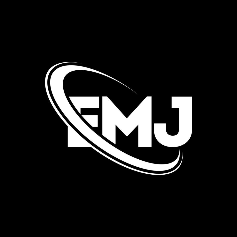 logotipo emj. carta emj. diseño del logotipo de la letra emj. logotipo de iniciales emj vinculado con círculo y logotipo de monograma en mayúsculas. tipografía emj para tecnología, negocios y marca inmobiliaria. vector