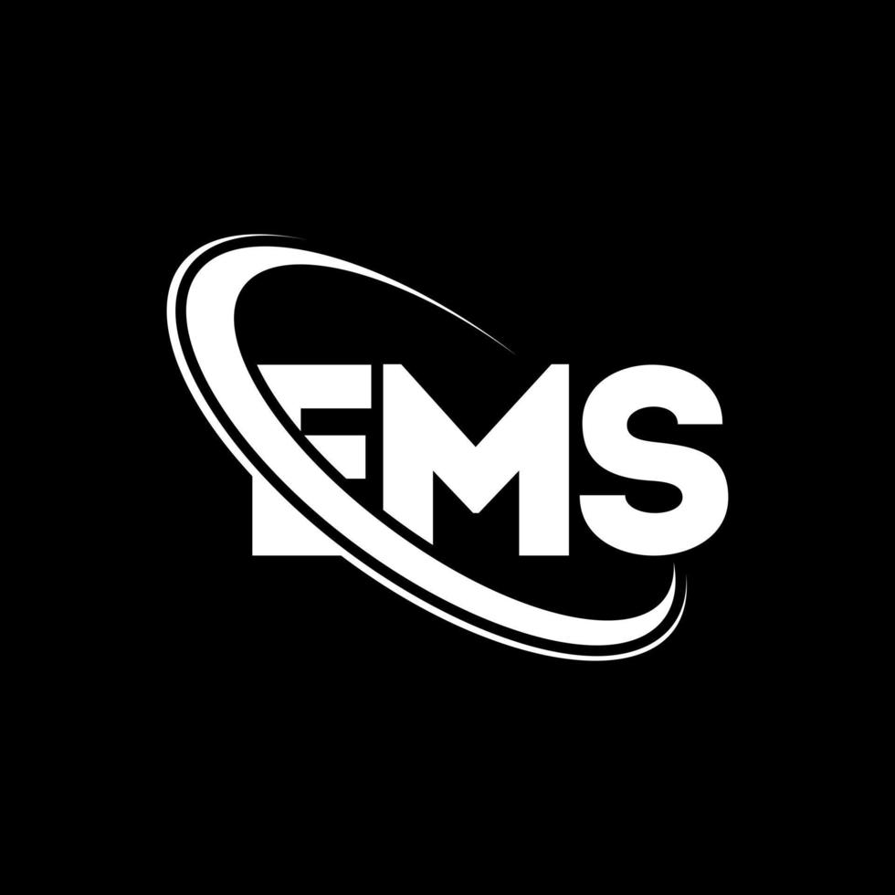 logotipo de ems. carta ems. diseño del logotipo de la letra ems. logotipo de iniciales ems vinculado con círculo y logotipo de monograma en mayúsculas. tipografía ems para tecnología, negocios y marca inmobiliaria. vector