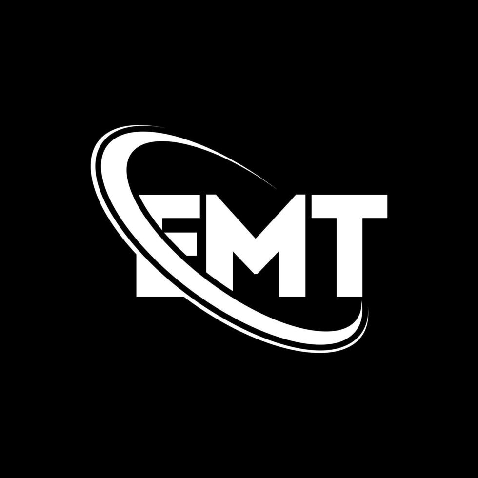 EMT logo. EMT letter. EMT letter logo design. Initials EMT logo linked with circle and uppercase monogram logo. EMT typography for technology, business and real estate brand. vector