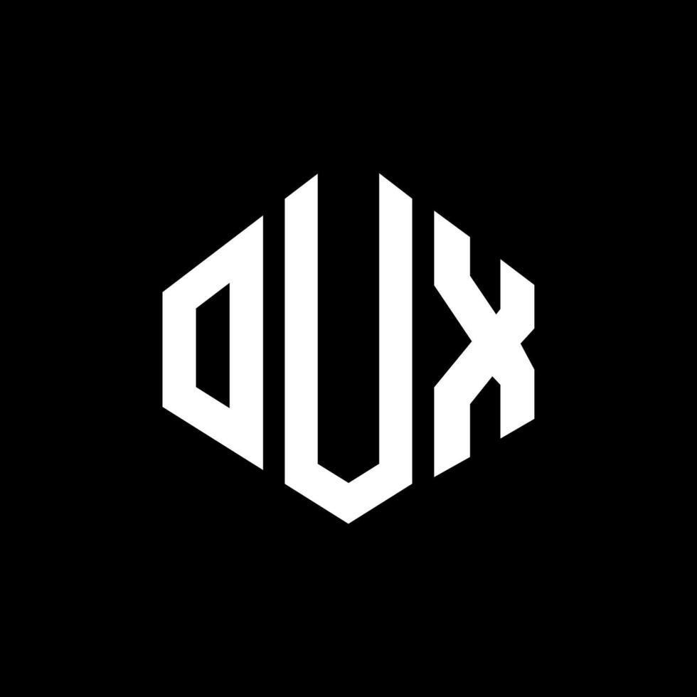 diseño de logotipo de letra oux con forma de polígono. oux polígono y diseño de logotipo en forma de cubo. oux hexágono vector logo plantilla colores blanco y negro. oux monograma, logotipo empresarial e inmobiliario.