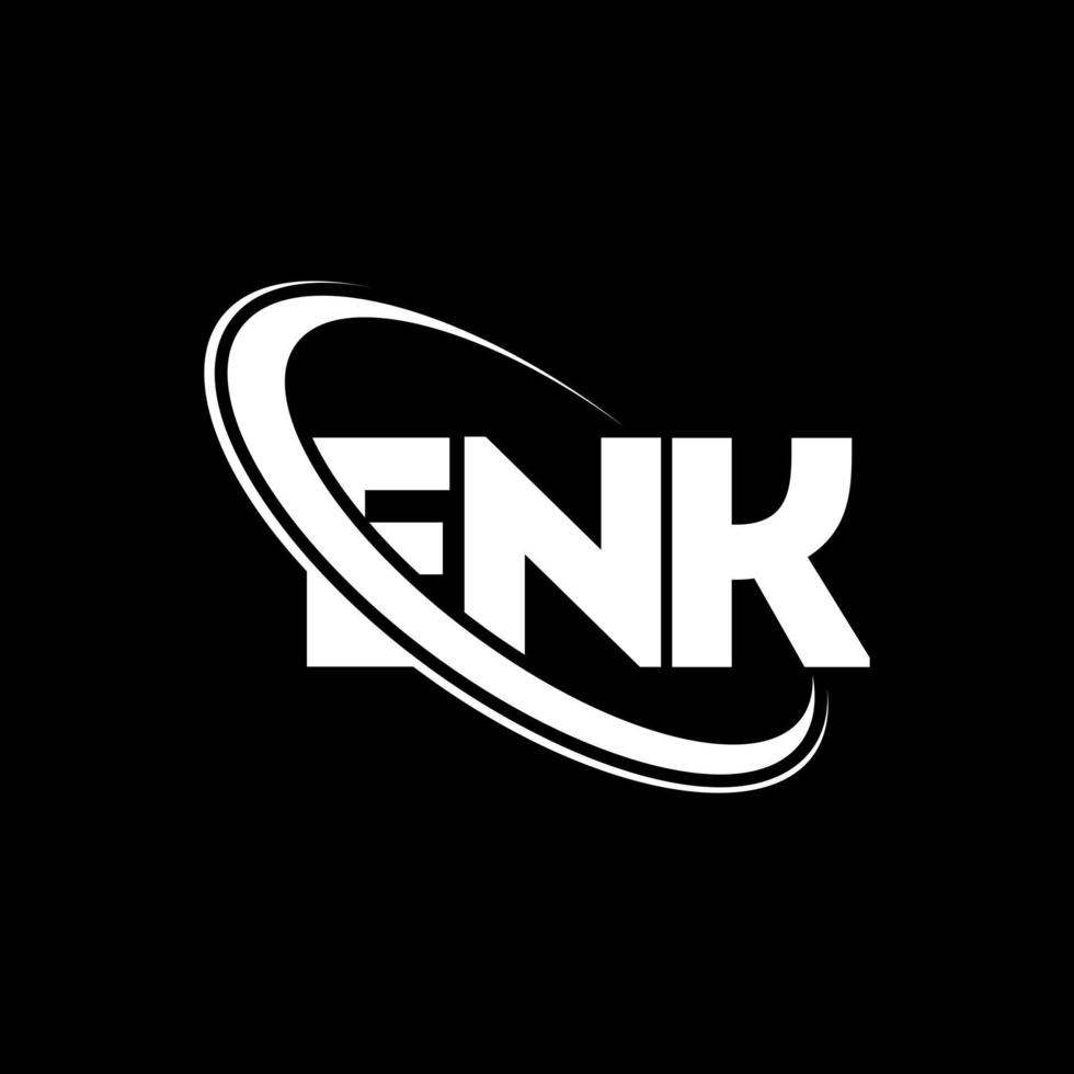 logotipo de enk. carta enk. diseño del logotipo de la letra enk. Logotipo de iniciales enk vinculado con círculo y logotipo de monograma en mayúsculas. tipografía enk para tecnología, negocios y marca inmobiliaria. vector