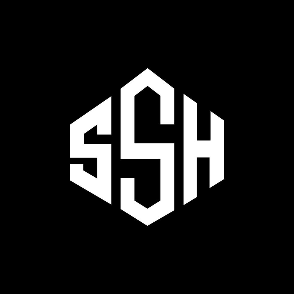 SSH letter logo design with polygon shape. SSH polygon and cube shape logo design. SSH hexagon vector logo template white and black colors. SSH monogram, business and real estate logo.