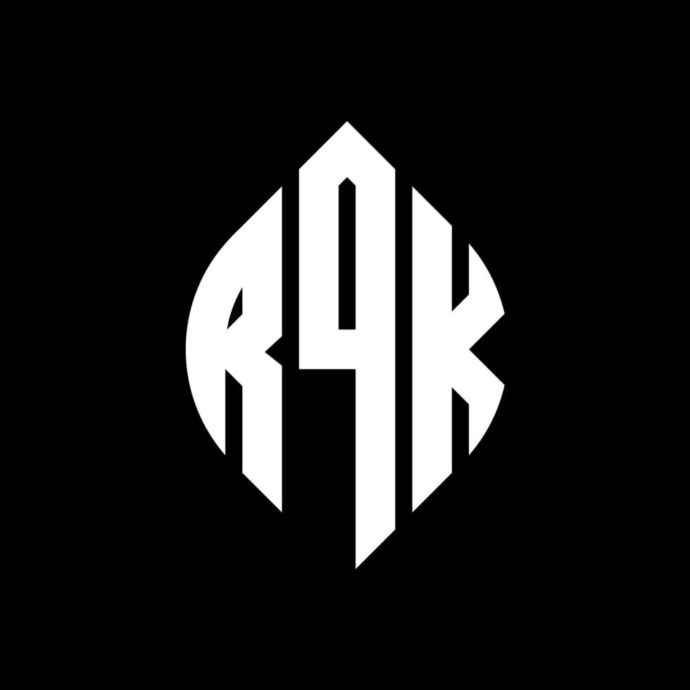 RQK circle letter logo design with circle and ellipse shape. RQK ellipse letters with typographic style. The three initials form a circle logo. RQK Circle Emblem Abstract Monogram Letter Mark Vector. vector