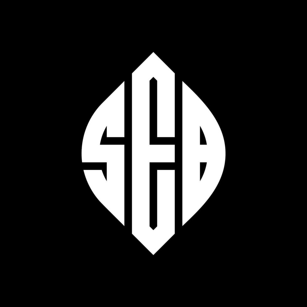 SEB circle letter logo design with circle and ellipse shape. SEB ellipse letters with typographic style. The three initials form a circle logo. SEB Circle Emblem Abstract Monogram Letter Mark Vector. vector